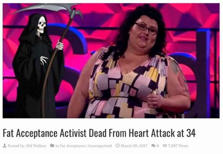 Şişmanlığı normalleştirmeye çalışan bir aktivist 34 yaşında kalp krizinden öldü haberi.